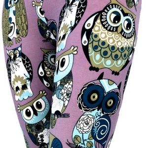 Purple Big Owls Peachskin Leggings PLus Size